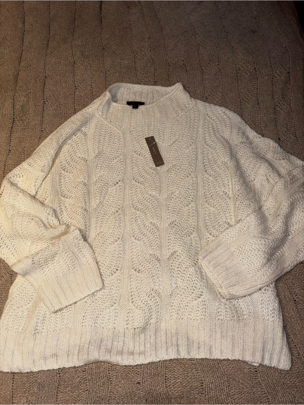 J.Crew Cable Knit Mock Neck Sweater Ivory White Size 2X NWT